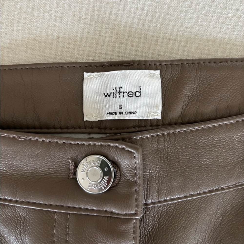 Aritzia Wilfred vegan leather pant Melina cropped 6 brown taupe - Picture 2 of 8